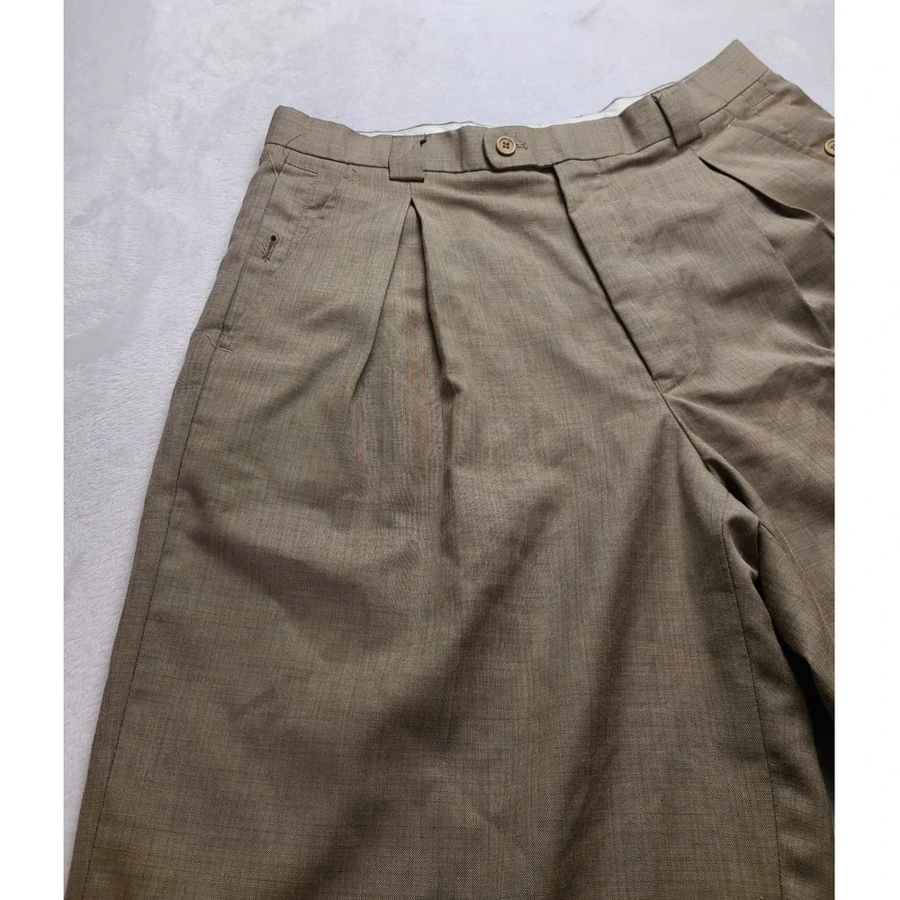 Zacchi Classico Italiana Men's Tan Pleated‎ Cuffed Dress Pants 34x34 Trouser